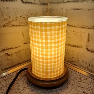Yellow Gingham & woodgrain Simmer Pot Pink Zebra Wax Warmer plaid check warm oil